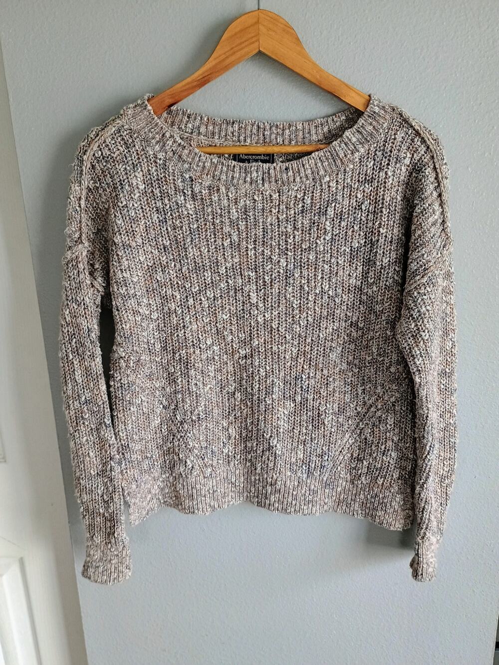 Abercrombie and Fitch women's marled crochet knit crew neck multicolor sweater M